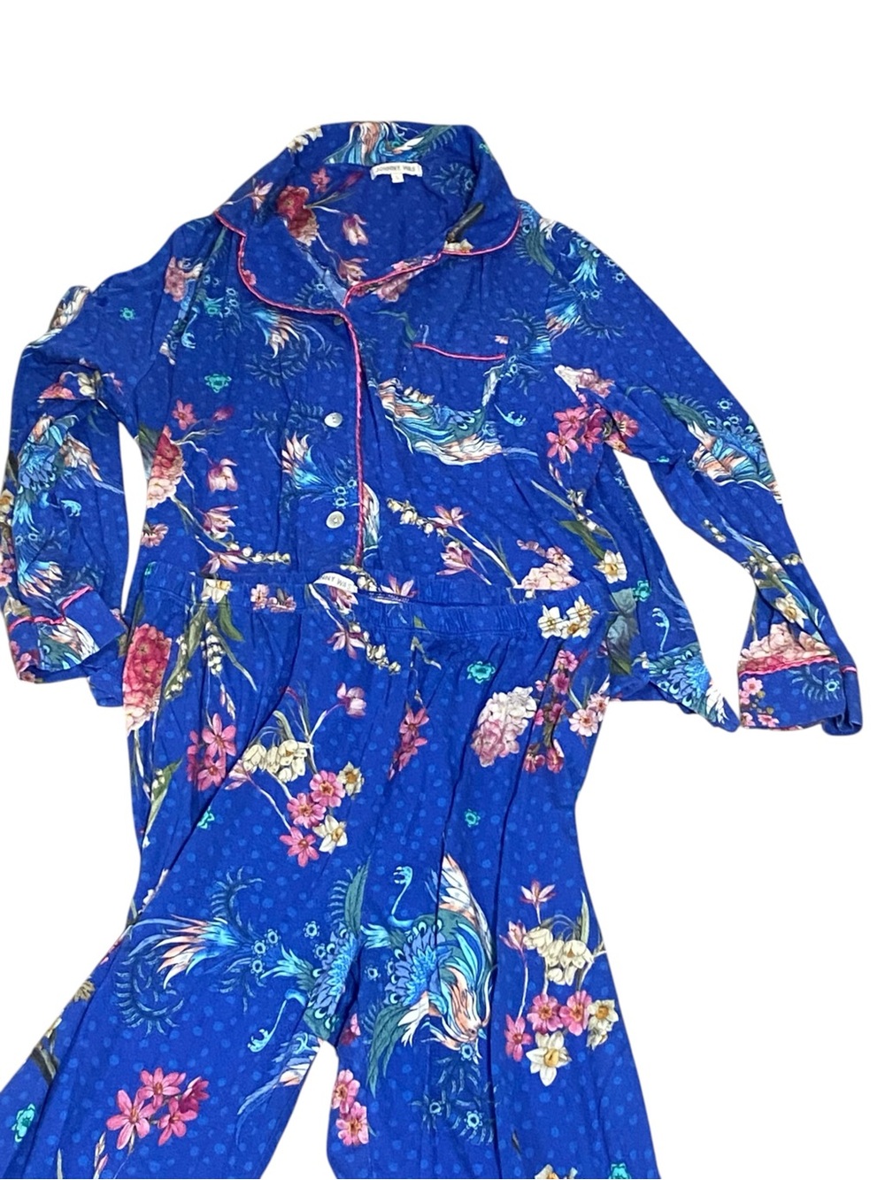 Johnny Was Revive PJ set with colorful birds & florals XL - Picture 3 of 7